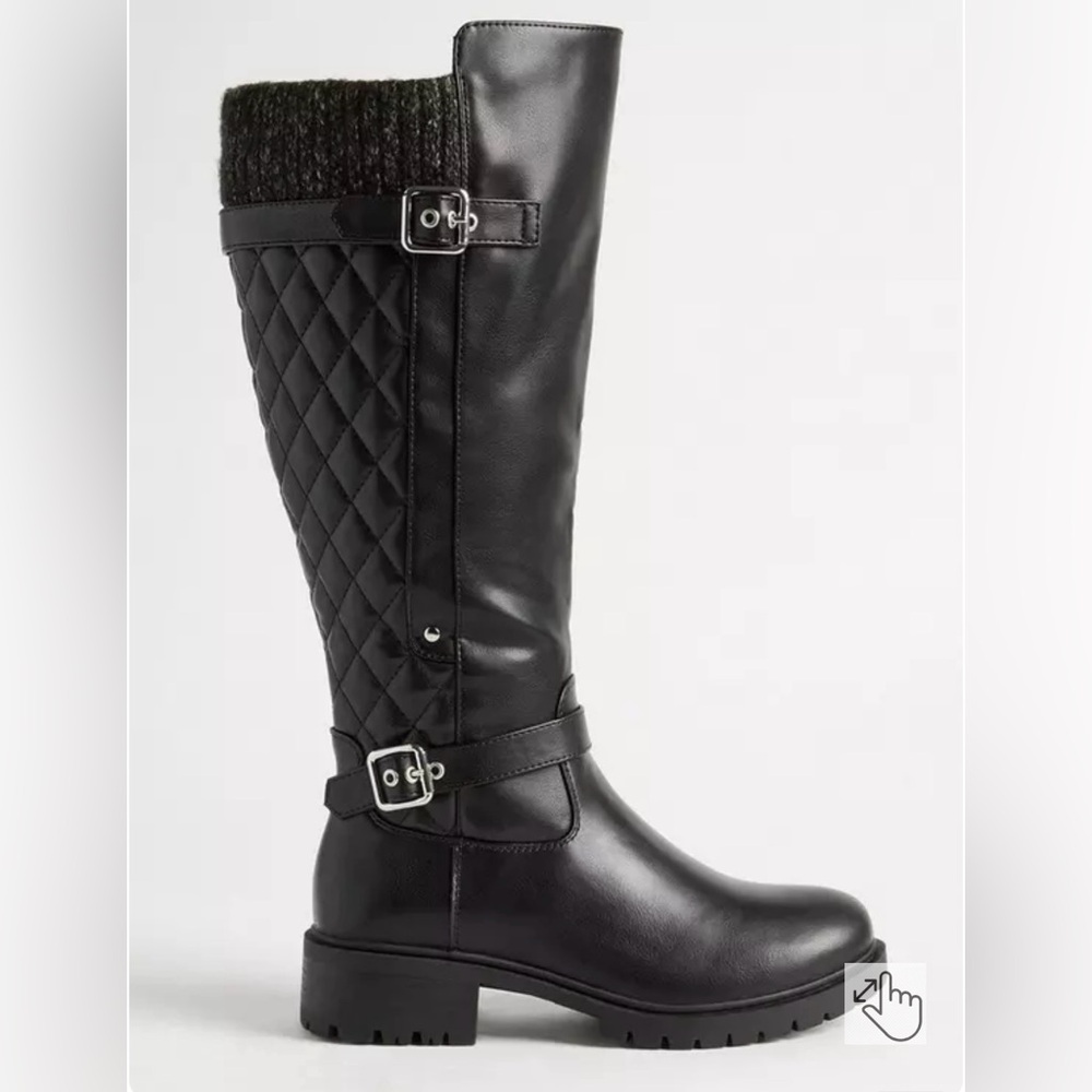 Torrid Black Quilted Winter Boots size 7.5 EXTRA WIDE CALF - fits 19.5in calf